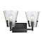 Z-Lite Analia Vanity, 2-Light, 16.5 In.W x 7.5 In.L x 9.25 In.H, Matte Black/Clear Ribbed 1101-2V-MB - alternate 8